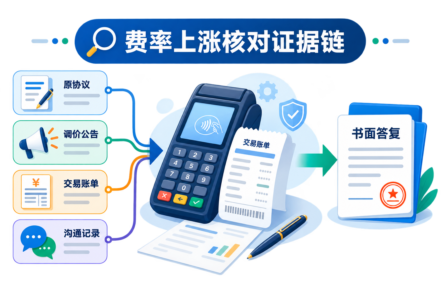 POS机费率上涨按协议、公告、账单和沟通记录核对的证据链